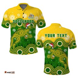 Custom Personalised Australia Soccer Christmas Polo Shirt Socceroos Indigenous Kangaroo Amazing Aussie