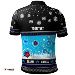 Sharks Rugby Christmas Polo Shirt - Custom Sharks Ugly Christmas And Aboriginal Patterns Polo Shirt Tee Aussie
