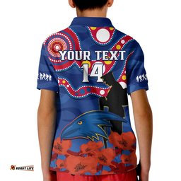 Custom Text And Number Adelaide Football ANZAC 2023 Polo Shirt Crows Aboriginal Mix Poppy Camouflage Amazing Aussie