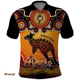 Personalised Australia Aries Kangaroo Zodiac Polo Shirt Auz Astrology Aboriginal - Red - Tee Aussie