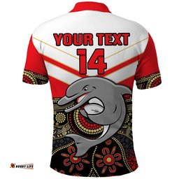 Custom Text And Number Dolphins Rugby Polo Shirt Indigenous Dynamic Version Amazing Aussie