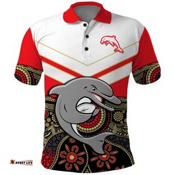Custom Text And Number Dolphins Rugby Polo Shirt Indigenous Dynamic Version Amazing Aussie