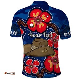 Custom Personalised Australia ANZAC Polo Shirt Lest We Forget Camouflage Mix Aboriginal Poppies And Slouch Hat Tee Aussie