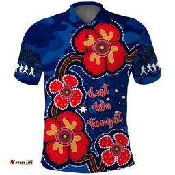 Custom Personalised Australia ANZAC Polo Shirt Lest We Forget Camouflage Mix Aboriginal Poppies And Slouch Hat Tee Aussie