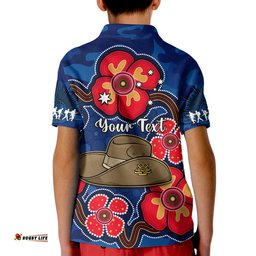 Custom Personalised Australia ANZAC Polo Shirt Lest We Forget Camouflage Mix Aboriginal Poppies And Slouch Hat Tee Aussie