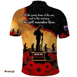 New Zealand Anzac Polo Shirt Maori Camouflage Mix Poppies We Will Remember Them Tee Aussie