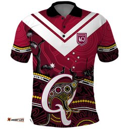 Personalised QLD Maroons Rugby Polo Shirt Go Queensland Kangaroo Indigenous - Tee Aussie