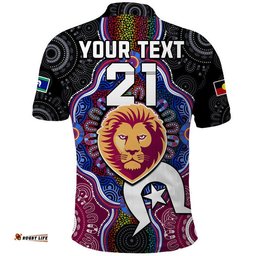 Custom Personalised Brisbane Lions Football NAIDOC Week Polo Shirt Indigenous Tee Aussie