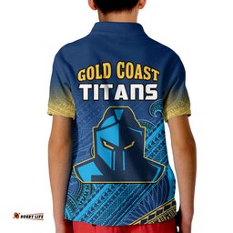 Gold Coast Titans Rugby Polo Shirt Pasifika Gradient Polynesian Pattern Tee Aussie