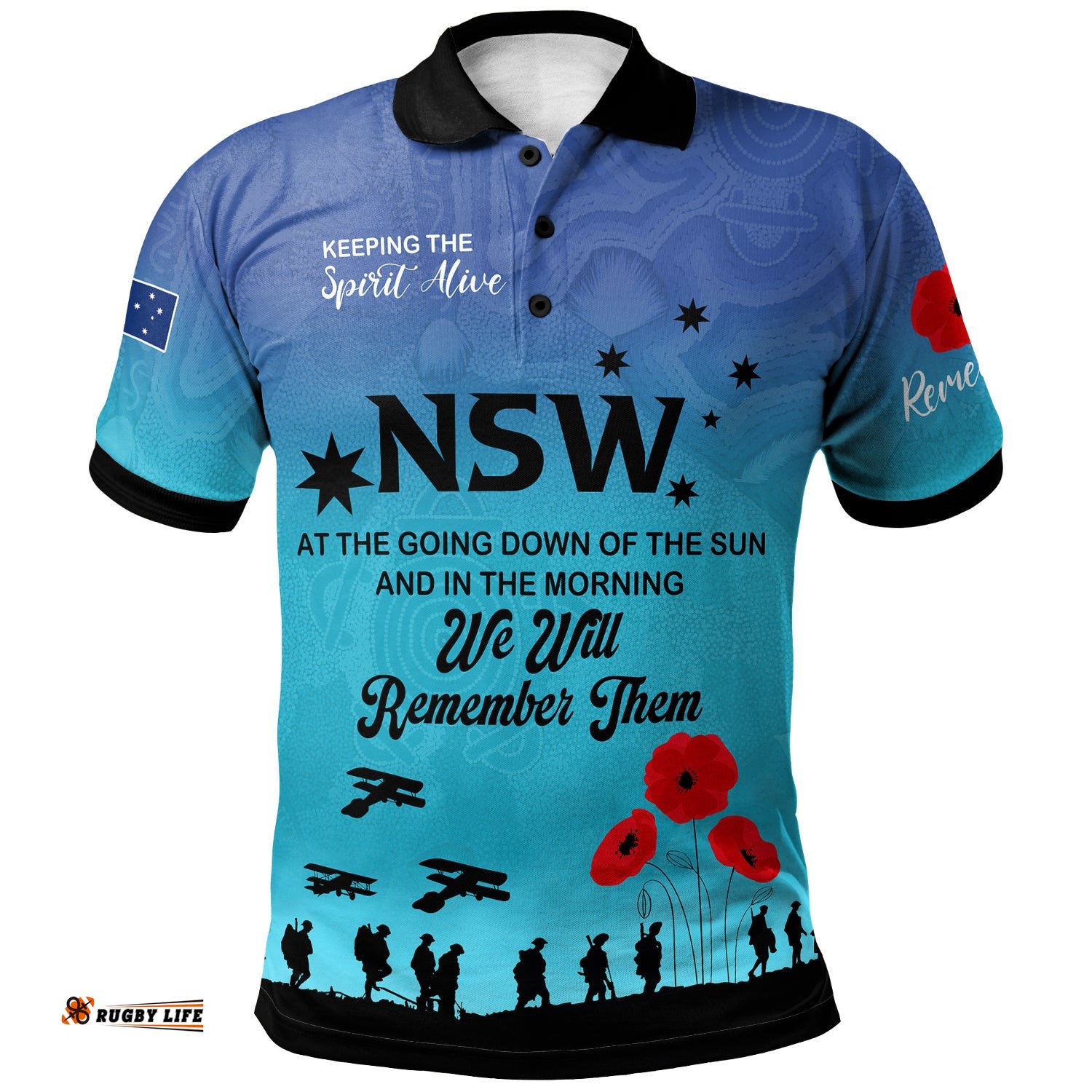 Australia New South Wales Anzac Custom Polo Shirt - Keeping the Spirit Alive Polo Shirt Tee Aussie