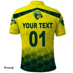 Custom Personalised Australia Cricket Polo Shirt Aussie Unique - Gradient Yellow Vibes Amazing Aussie