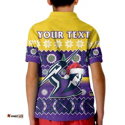 Custom Personalised Melbourne Storm Christmas Polo Shirt Aboriginal Art Merry Xmas Amazing Aussie