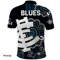 AFL Carlton Blues 1864 Aboriginal Polo Shirt Amazing Aussie