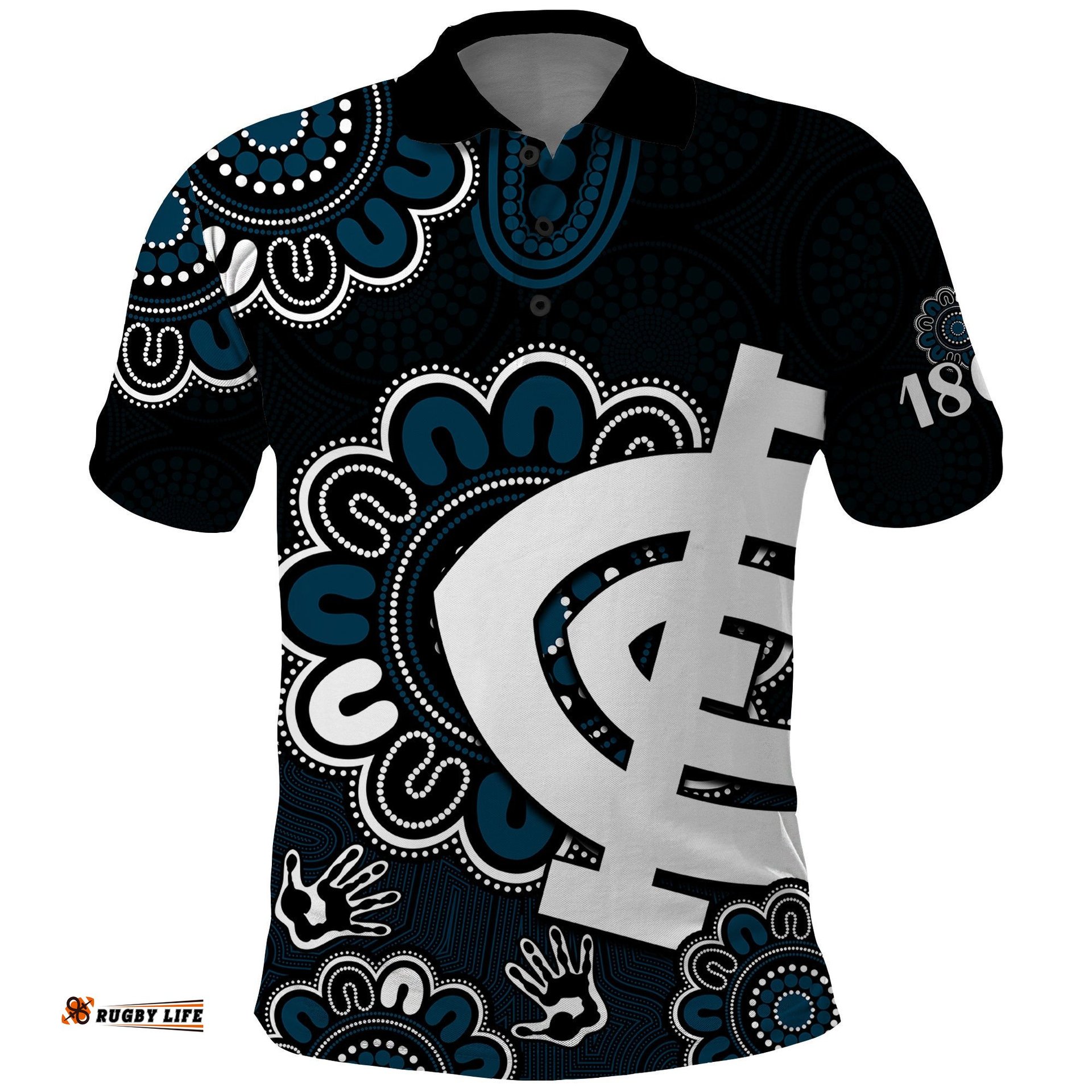 AFL Carlton Blues 1864 Aboriginal Polo Shirt Amazing Aussie