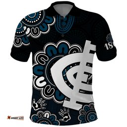 AFL Carlton Blues 1864 Aboriginal Polo Shirt Amazing Aussie