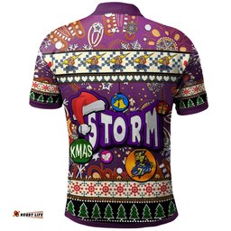 Storm Rugby Christmas Polo Shirt - Custom Xmas Storm Christmas Balls, Snowflake With Aboriginal Patterns Polo Shirt Tee Aussie