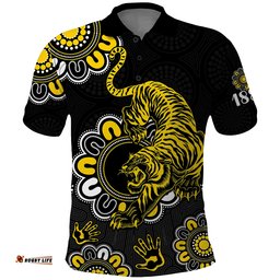 Custom Personalised AFL Richmond Tigers 1885 Aboriginal Polo Shirt Amazing Aussie