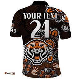 Custom Personalised NRL Wests Tigers Rugby Founded 1999 Aboriginal Polo Shirt Amazing Aussie