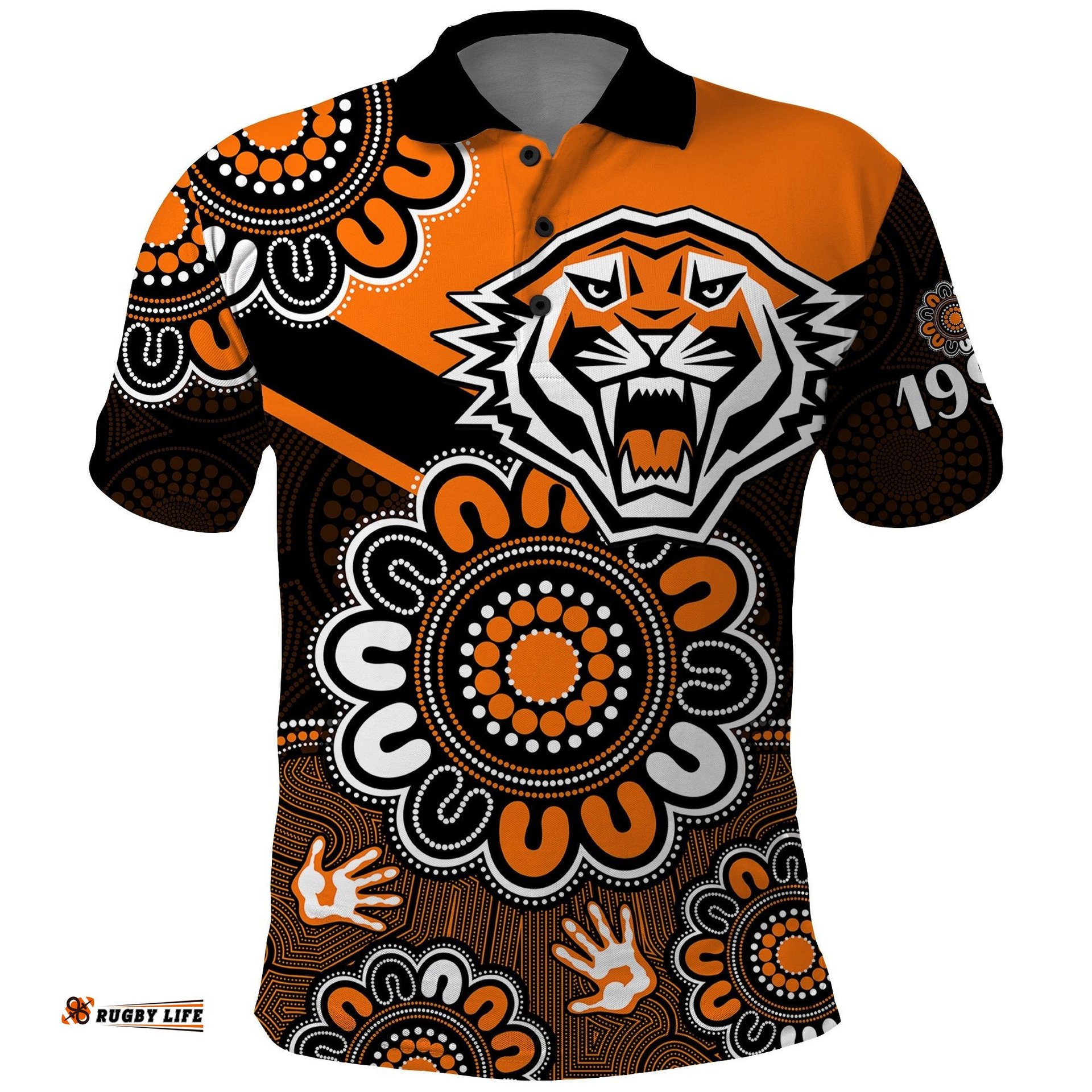 Custom Personalised NRL Wests Tigers Rugby Founded 1999 Aboriginal Polo Shirt Amazing Aussie