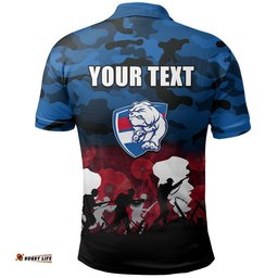 Custom Personalised AFL Anzac Day Polo Shirt Bulldogs Army Style Tee Aussie