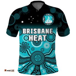 Brisbane Heat Polo Shirt Gradient Aboriginal Dot Painting Amazing Aussie