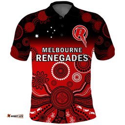 Custom Text And Number Renegades Cricket Polo Shirt Melbourne Gradient Aboriginal Art Amazing Aussie