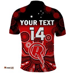 Custom Text And Number Renegades Cricket Polo Shirt Melbourne Gradient Aboriginal Art Amazing Aussie