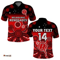 Custom Text And Number Renegades Cricket Polo Shirt Melbourne Gradient Aboriginal Art Amazing Aussie