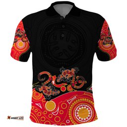 Australia Aboriginal Polo Shirt Lizard Red - Tee Aussie