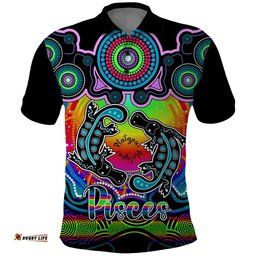 Personalised Australia Pisces Platypus Zodiac Polo Shirt Auz Astrology Aboriginal - Rainbow