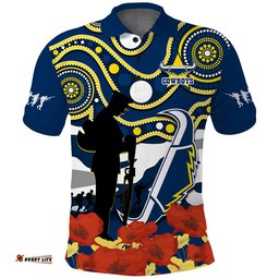 Custom Text And Number Cowboys Rugby ANZAC 2023 Polo Shirt Australian Army Aboriginal Lest We Forget Amazing Aussie