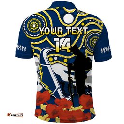 Custom Text And Number Cowboys Rugby ANZAC 2023 Polo Shirt Australian Army Aboriginal Lest We Forget Amazing Aussie