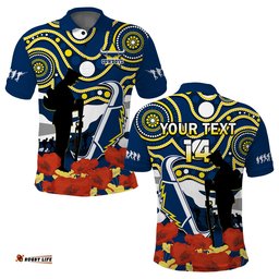 Custom Text And Number Cowboys Rugby ANZAC 2023 Polo Shirt Australian Army Aboriginal Lest We Forget Amazing Aussie