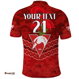 Custom Personalised Swans Football ANZAC Polo Shirt Lest We Forget Amazing Aussie