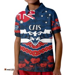 Custom Personalised Cats Football ANZAC Polo Shirt Lest We Forget Amazing Aussie