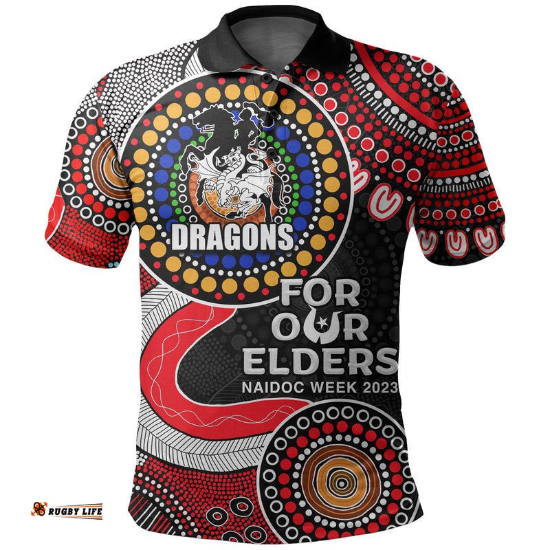Dragons Rugby Polo Shirt NAIDOC 2023 Aboriginal Amazing Aussie