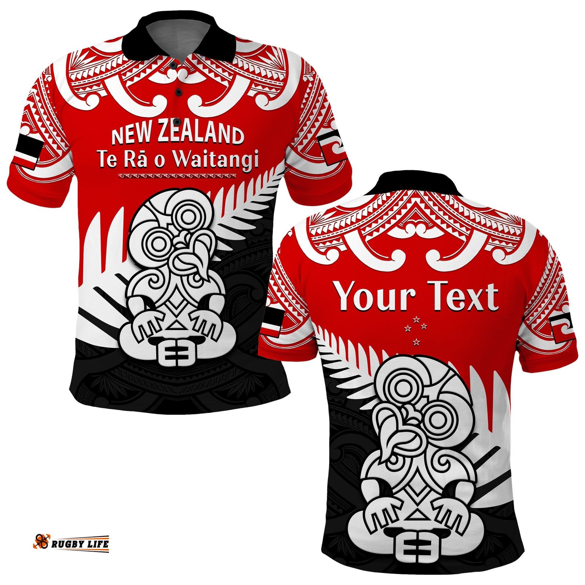 Custom Personalised Waitangi Day Polo Shirt Tino Rangatiratanga Flag With Tiki Maori Fern Amazing Aussie