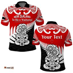 Custom Personalised Waitangi Day Polo Shirt Tino Rangatiratanga Flag With Tiki Maori Fern Amazing Aussie