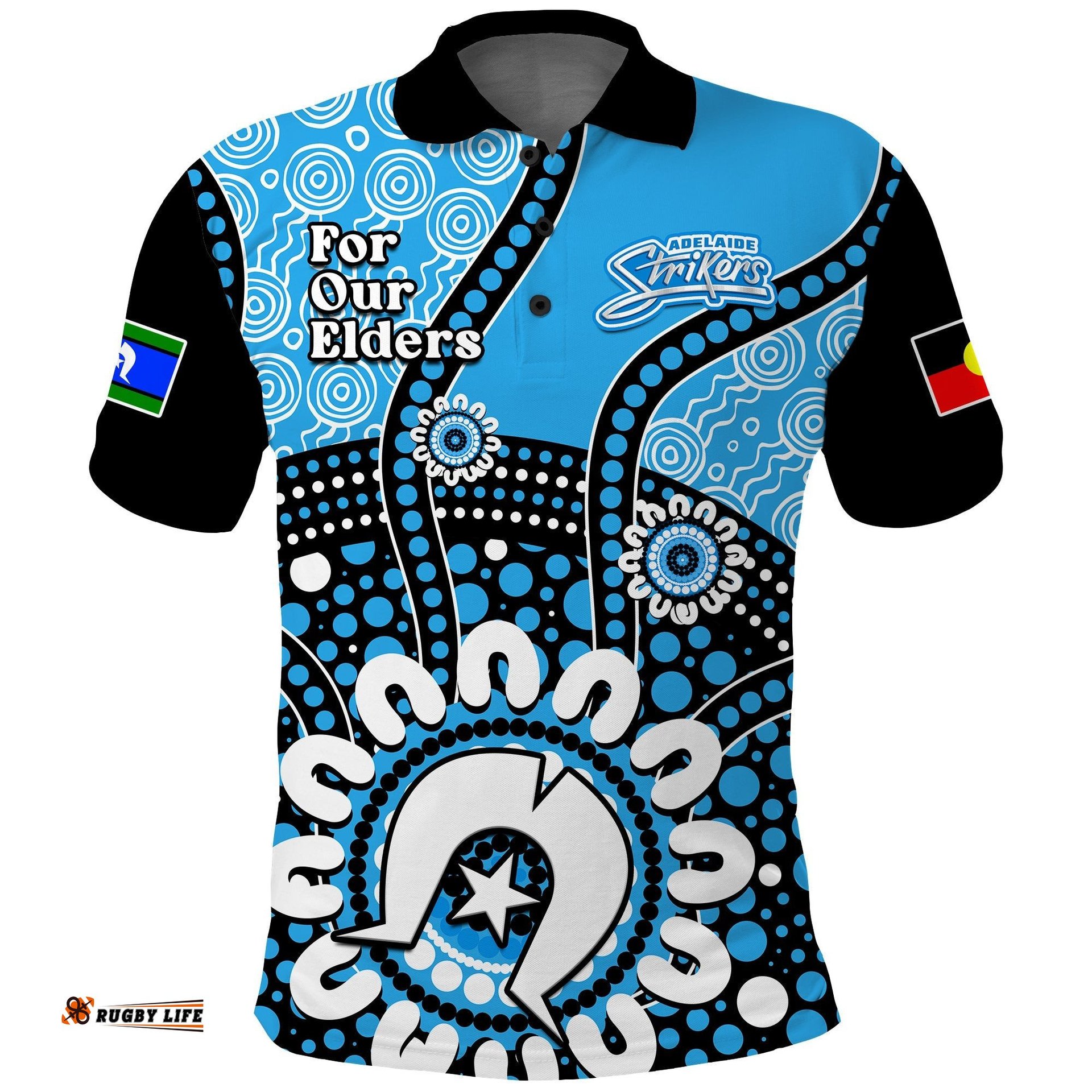 Custom Text And Number Adelaide Strikers NAIDOC 2023 Polo Shirt Indigenous For Our Elders Amazing Aussie