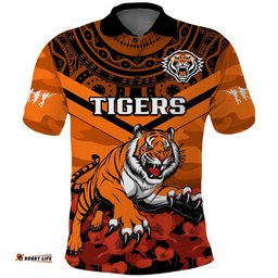 Tigers Rugby ANZAC 2023 Rugby Polo Shirt Camouflage Mix Indigenous Amazing Aussie
