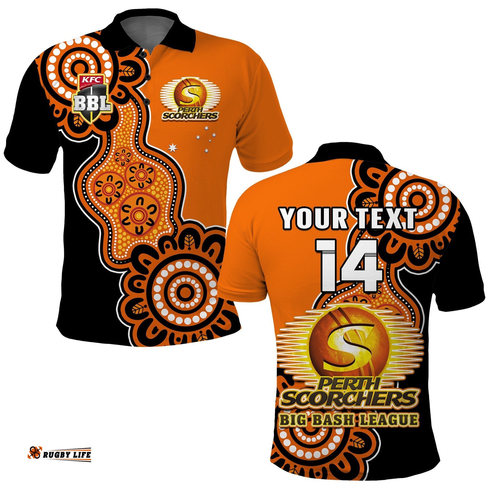 Custom Text And Number Perth Scorchers Cricket Polo Shirt We Are The Champions Aboriginal Amazing Aussie