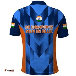 India Cricket Polo Shirt Men In Blue 2023 Go Champions World Cup