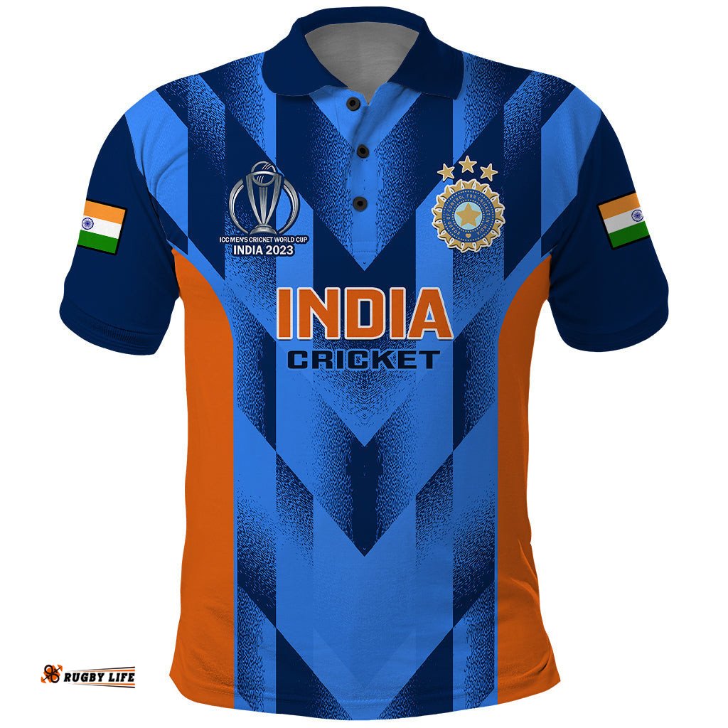 India Cricket Polo Shirt Men In Blue 2023 Go Champions World Cup