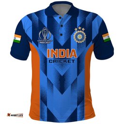 India Cricket Polo Shirt Men In Blue 2023 Go Champions World Cup