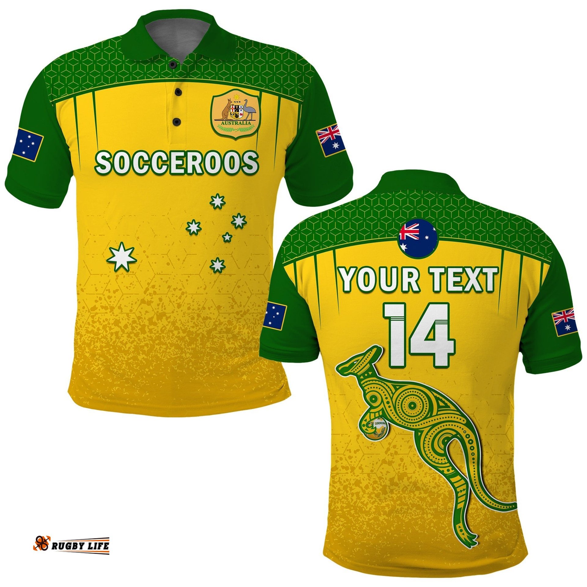 Custom Text And Number Australia Soccer Polo Shirt Socceroos Dots Kangaroo Simple Style Amazing Aussie