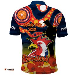 Roosters Rugby ANZAC 2023 Polo Shirt Dots Poppy Mix Camouflage Lest We Forget Amazing Aussie