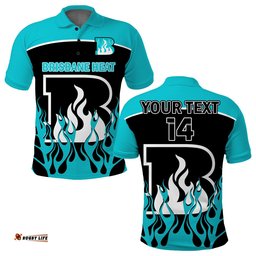 Custom Text And Number Brisbane Heat Cricket 2023 Polo Shirt Simple Style Amazing Aussie