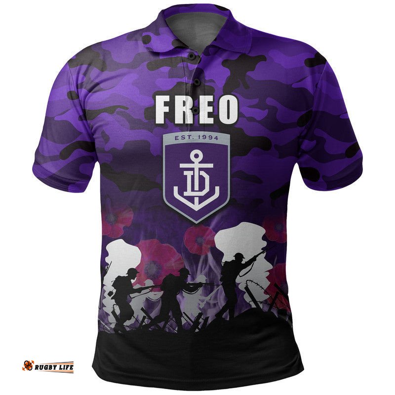 Custom Personalised AFL Anzac Day Polo Shirt Freo Army Style Amazing Aussie