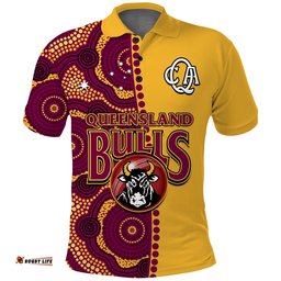 Custom Text And Number Queensland Cricket 2023 Polo Shirt Bulls Sheffield Shield Indigenous Amazing Aussie