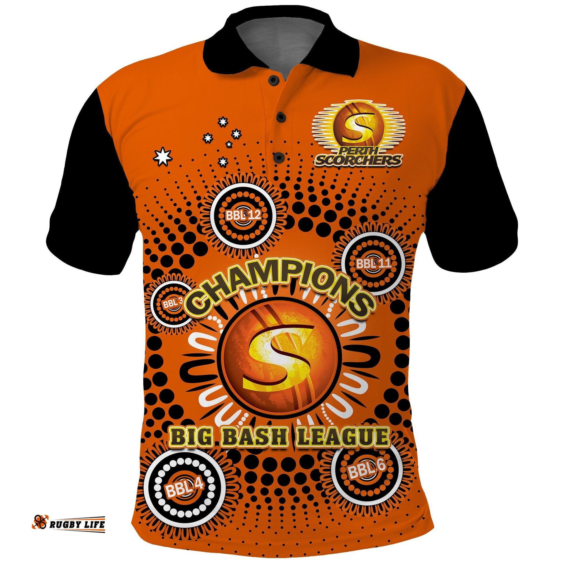 Perth Scorchers Cricket Polo Shirt Indigenous 5th Champions BBL Proud Amazing Aussie